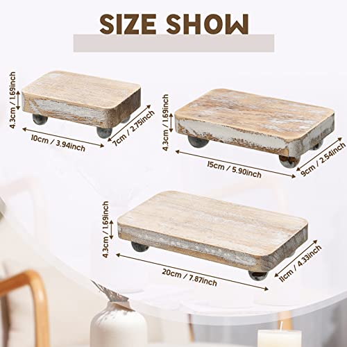 Maitys 3 Pcs Wooden Risers for Display Pedestal Stand Wooden for Decor Farmhouse Vintage Rustic Stackable Kitchen Stand Tray Riser 3 Sizes8 x 43 6 x 35 4 x 28 inWhite - Image 3