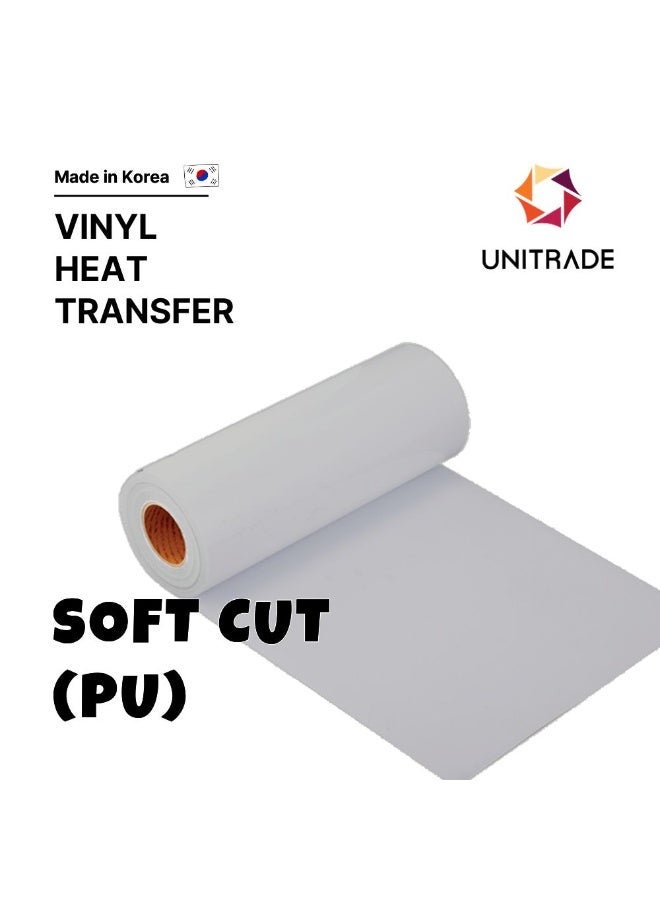 UNITRADE® Soft Cut (PU) Silver Heat Transfer Vinyl Roll - 51cm x 25m / Compatible with Cricut, Silhouette, Professional Cutters / CPSIA Certified / Made in Korea - Image 1