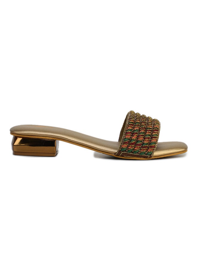 She Zone Copper Open Toe Flats for Women - Image 4