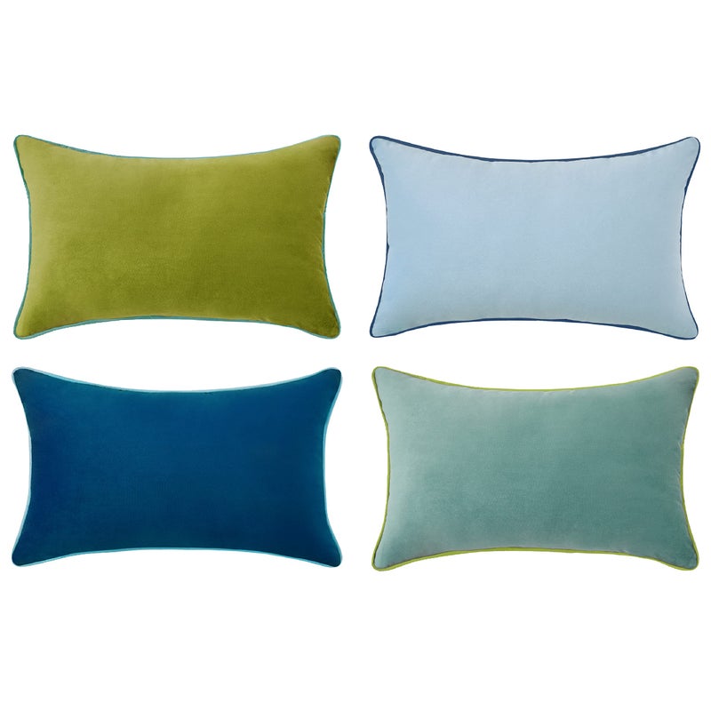 MONDAY MOOSE Decorative Throw Pillow Covers Cushion Cases  Set of 4 Soft Velvet Modern Double-Sided Designs  Mix and Match for Home Decor  Pillow Inserts Not Included (16x16 inch  Green/Blue) - Image 1