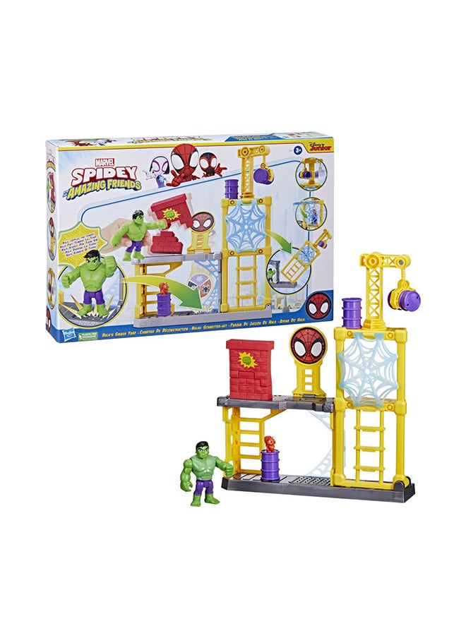 HASBRO - GAMING - Marvel Spidey and His Amazing Friends Hulk's Smash Yard Hulk Playset With Toppling Tower and Smash Wall Super Hero Toys for Kids 3 and Up - Image 1