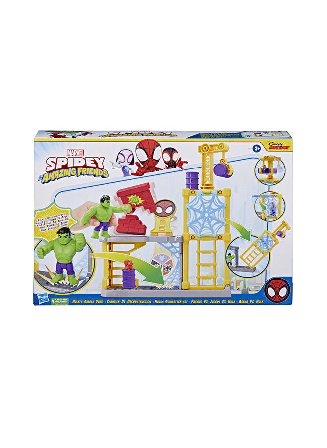 HASBRO - GAMING - Marvel Spidey and His Amazing Friends Hulk's Smash Yard Hulk Playset With Toppling Tower and Smash Wall Super Hero Toys for Kids 3 and Up - Image 1