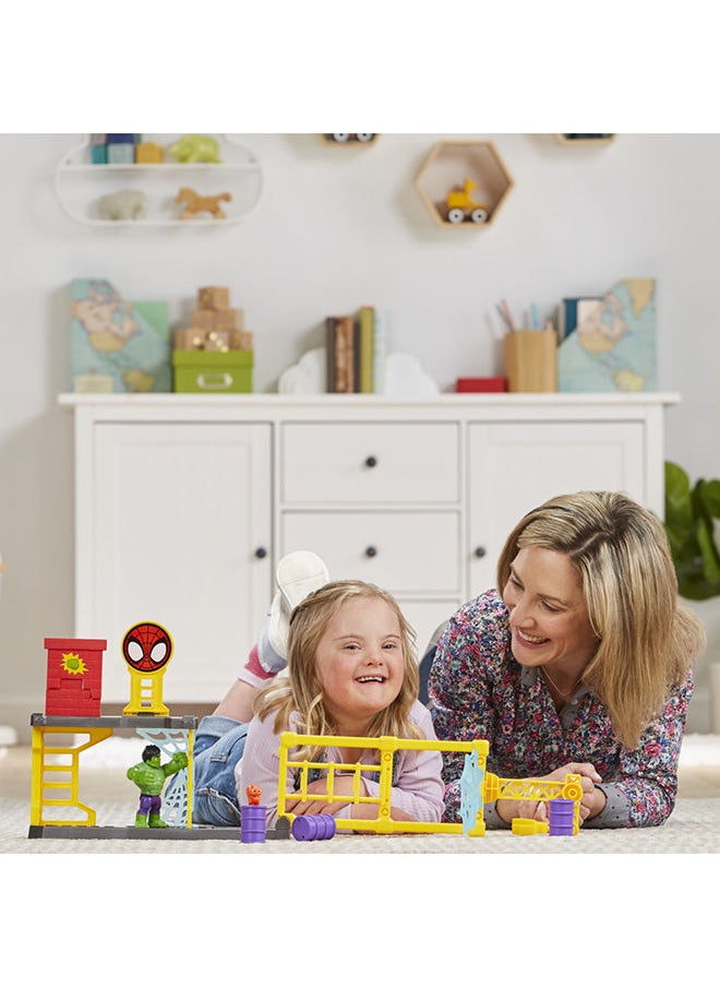 HASBRO - GAMING - Marvel Spidey and His Amazing Friends Hulk's Smash Yard Hulk Playset With Toppling Tower and Smash Wall Super Hero Toys for Kids 3 and Up - Image 1