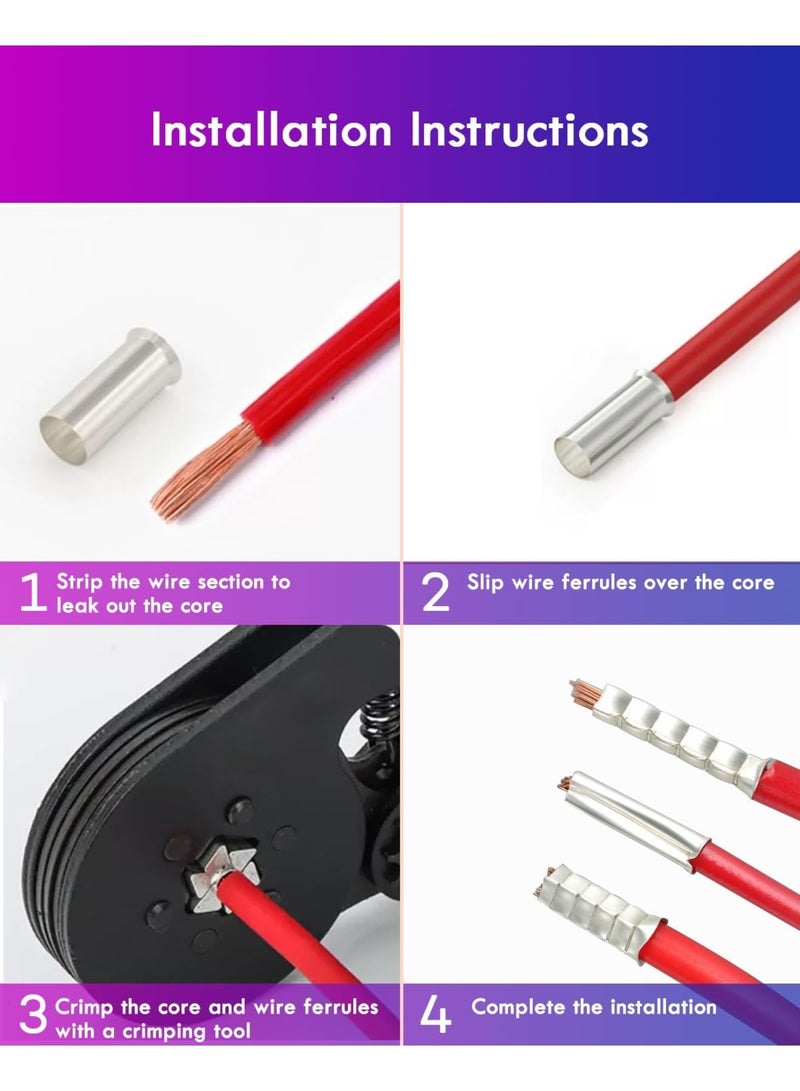 SYOSI Wire Ferrules, 700pcs Non-Insulated Crimp Terminals for Electrical Wiring DIY Projects, 7 Types Mini Bootlace Ferrules with Storage Box, 10-22 AWG for Home Automotive Industrial Use - Image 4