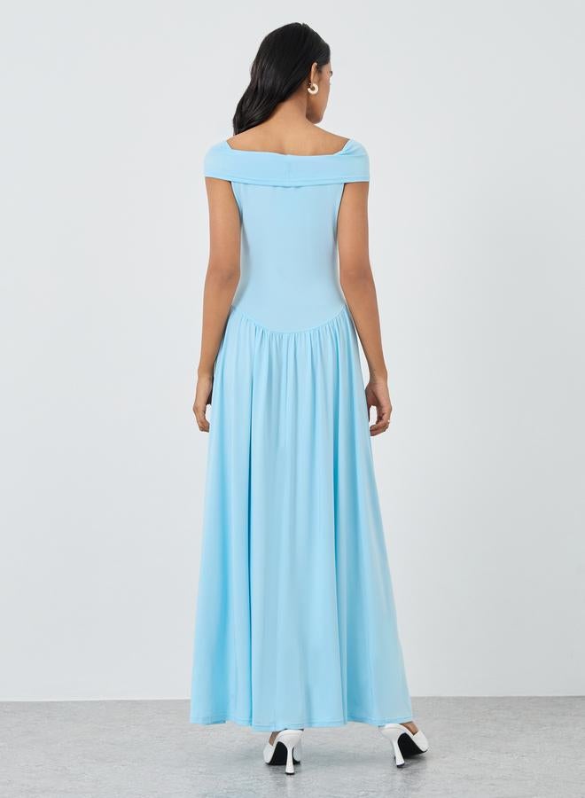 Take Two Solid Off Shoulder Gathered Detail Maxi Dress - Image 5