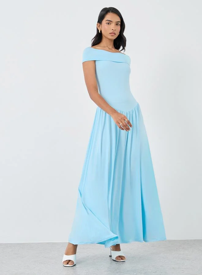 Take Two Take Two Solid Off Shoulder Gathered Detail Maxi Dress