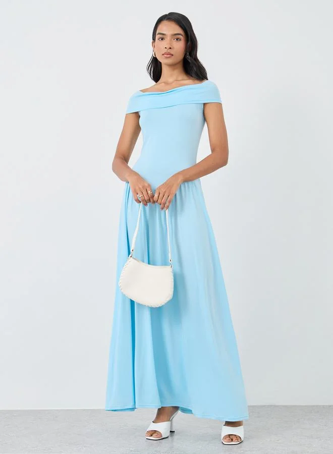 Take Two Take Two Solid Off Shoulder Gathered Detail Maxi Dress
