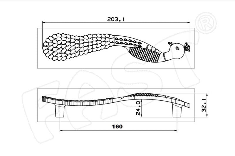 FAST مقابض خزانة نحاسية عتيقة على شكل طاووس Cp16 لسحب الأبواب (8 بوصة 2 قطع) - Image 4