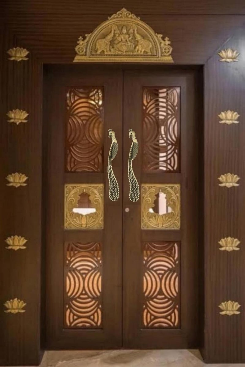 FAST مقابض خزانة نحاسية عتيقة على شكل طاووس Cp16 لسحب الأبواب (8 بوصة 2 قطع) - Image 3