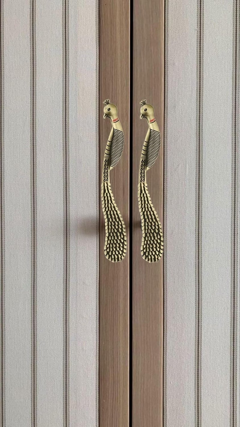 FAST مقابض خزانة نحاسية عتيقة على شكل طاووس Cp16 لسحب الأبواب (8 بوصة 2 قطع) - Image 1