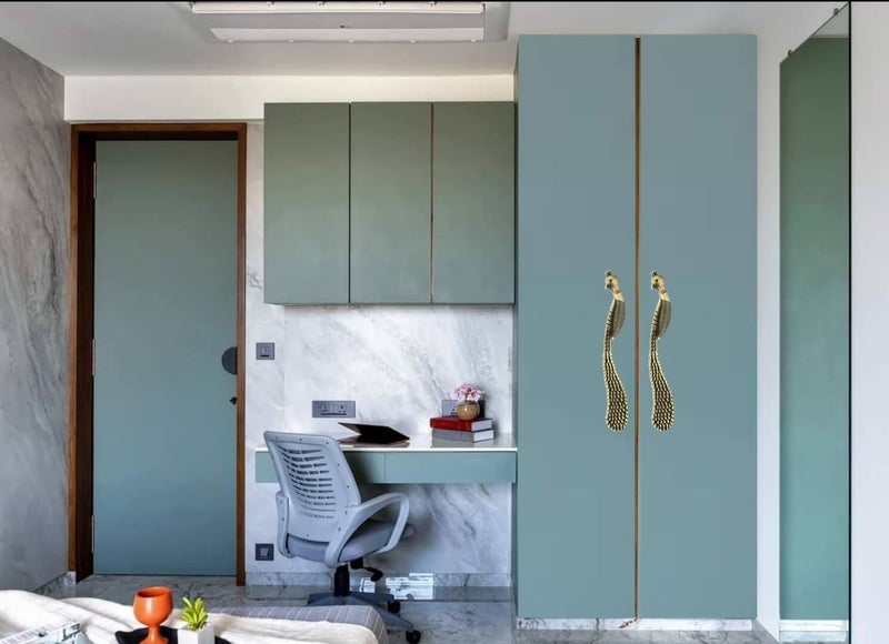 FAST مقابض خزانة نحاسية عتيقة على شكل طاووس Cp16 لسحب الأبواب (8 بوصة 2 قطع) - Image 5