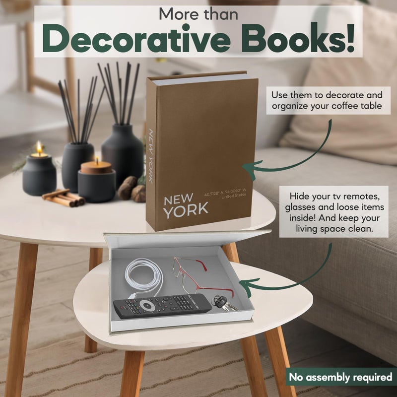 AMINALUX Faux Book Storage Box Set â€“ Decorative Faux Books with Hidden Storage for Coffee Table Decor, Bookshelf or Mantle â€“ Linen Decorative Boxes (Set of 2) â€“ Aesthetic Book Decor for Home - Image 4