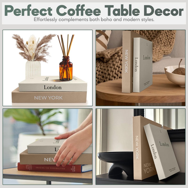 AMINALUX Faux Book Storage Box Set â€“ Decorative Faux Books with Hidden Storage for Coffee Table Decor, Bookshelf or Mantle â€“ Linen Decorative Boxes (Set of 2) â€“ Aesthetic Book Decor for Home - Image 5