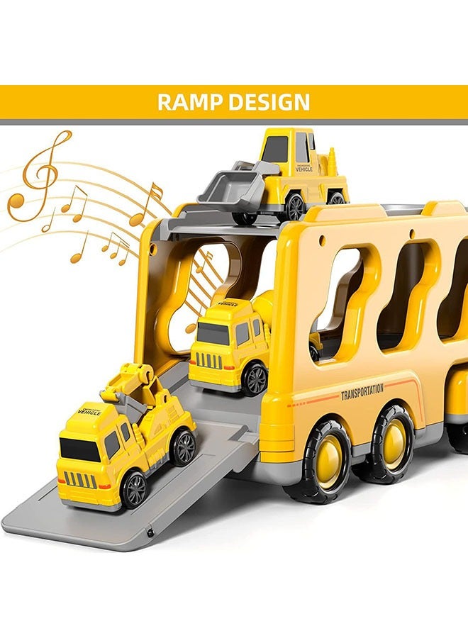 YelaJoy 7 in 1 Construction Trucks Cars for Toddlers 3+ Year, Boy Toddler Car Truck Toys with Light Sound, Birthday Gifts for 3+ Year Old Boy - Image 3