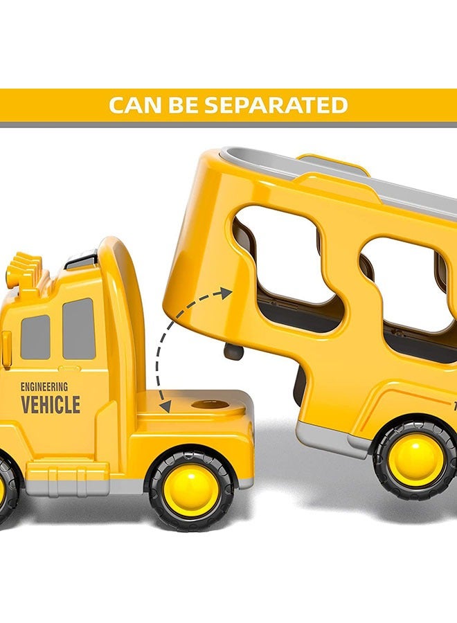 YelaJoy 7 in 1 Construction Trucks Cars for Toddlers 3+ Year, Boy Toddler Car Truck Toys with Light Sound, Birthday Gifts for 3+ Year Old Boy - Image 4