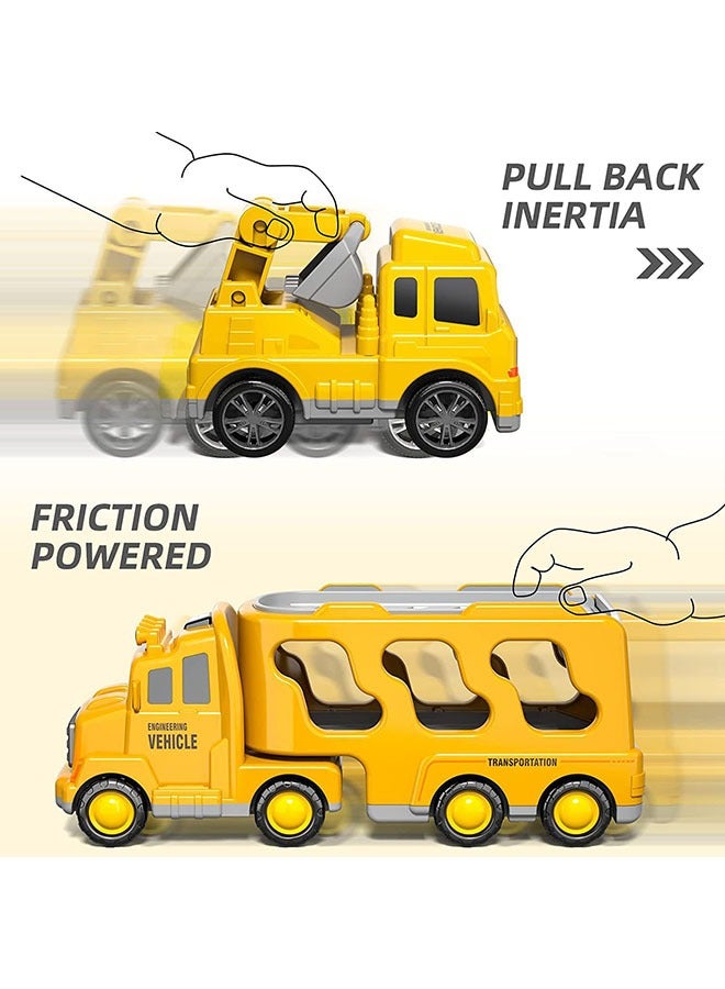 YelaJoy 7 in 1 Construction Trucks Cars for Toddlers 3+ Year, Boy Toddler Car Truck Toys with Light Sound, Birthday Gifts for 3+ Year Old Boy - Image 5