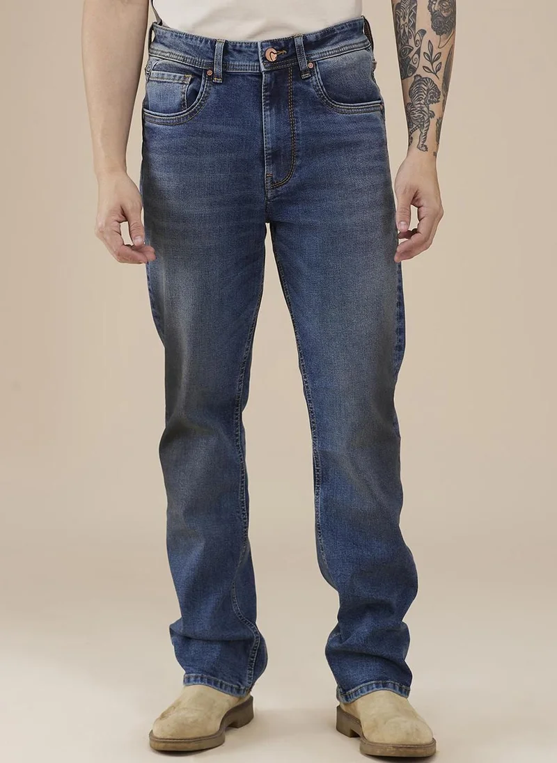 Men Classic Light Fade Stretchable Mid-Rise Jeans