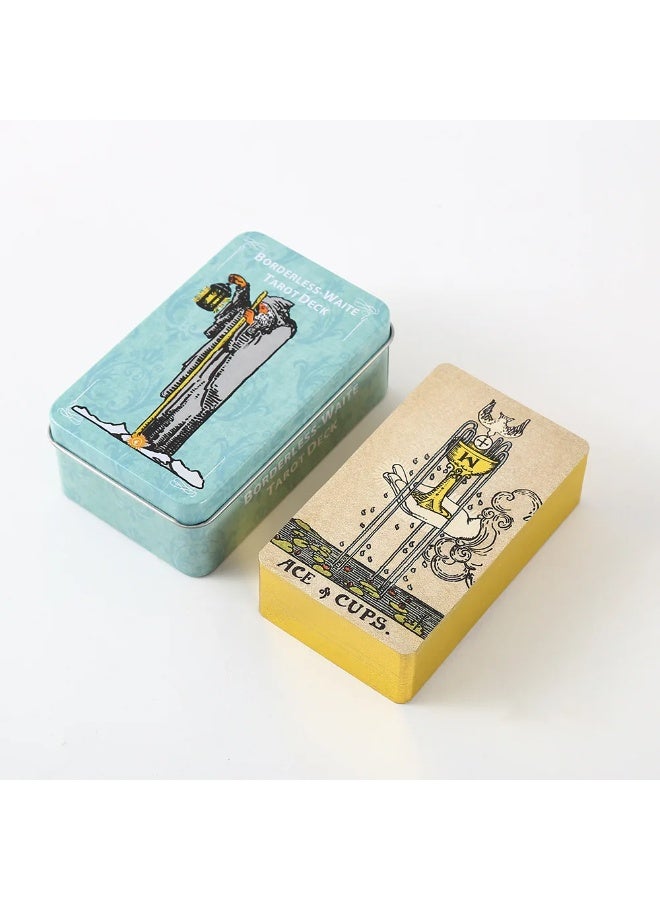 NIBEMINENT Unlimited Edition Tarot Deck Set - Gold Edge Tarot Divination Cards - 78 Cards - Metal Box with Iron Body - Party-Exclusive Entertainment Tarot Card Game - Image 1