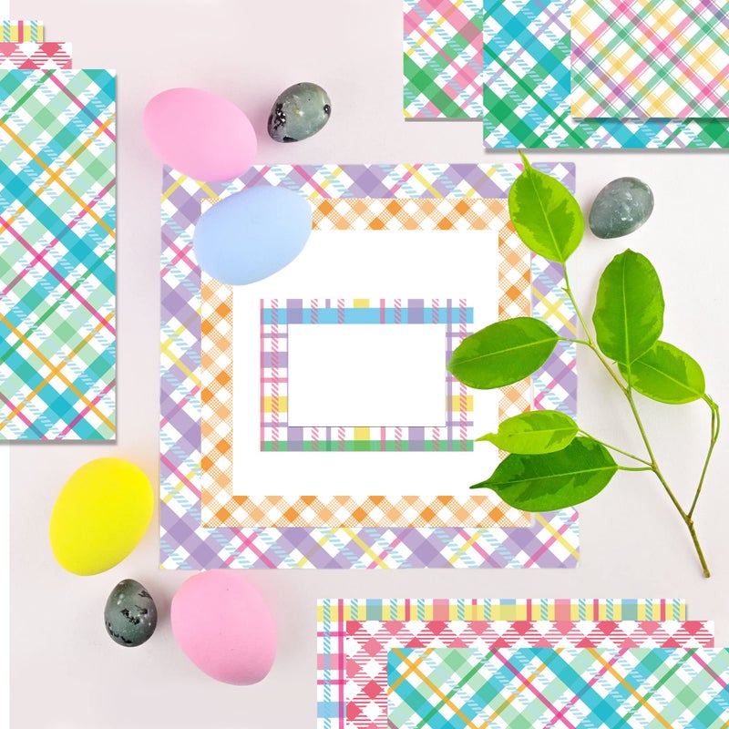 Welpurch 24 Sheets Easter Pastel Plaid Scrapbook Paper, 12 Designs Candy Color Buffalo Plaid Craft Paper Double-Sided Papermania Folded Flat for Easter DIY Card Making Scrapbook Photo Album Decor, 12x12in - Image 5