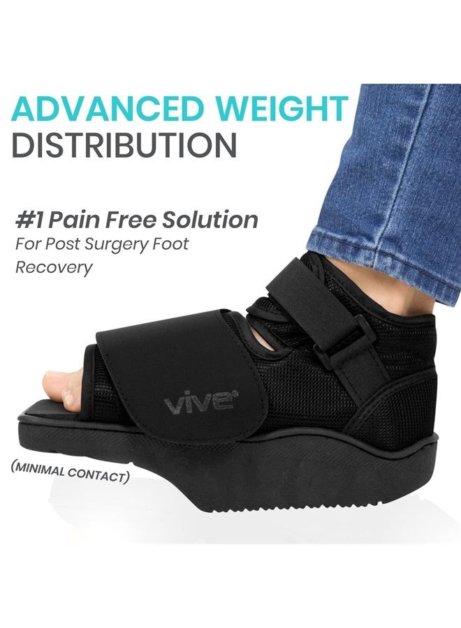 VIVE حذاء تخفيف الضغط بعد الجراحة - حذاء إسفيني أمامي لإصابات أصابع القدم المكسورة - حذاء طبي غير محمل للتعافي من جراحة القدم، وأصابع المطرقة، والتهاب المفصل الإبهامي، وآلام القدم - تقويم العظام للمشي (للرجال من سن 12 إلى 14 عامًا) - Image 2