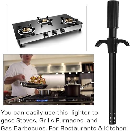NISUN Pack of 2 Easy Grip Metal Regular Gas Lighters for Kitchen Use Gas Stoves,for Restaurants & Kitchen - Black - Image 5
