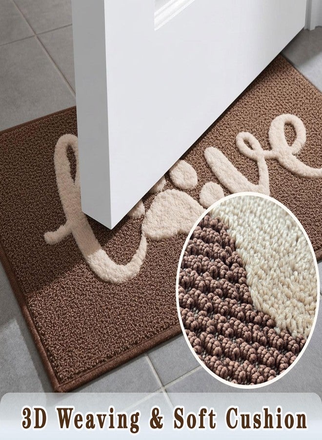 Bulijojo Love Door Mat 20x32 Inch, Non Slip Rubber Backing Entrance Mat,Dirt Resistant and Absorbent Welcome Mats,Low-Profile Floor Mats for Entryway Brown - Image 3