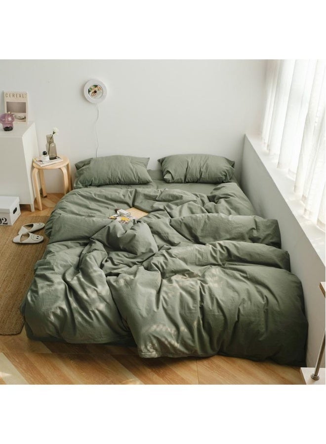 طقم من 4 قطع من القطن 100% بلون موحد بأسلوب بسيط ومريح بحجم ملكي 220x240 سم - Image 1