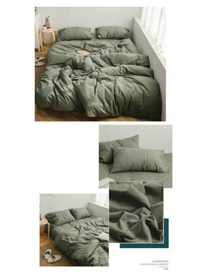 طقم من 4 قطع من القطن 100% بلون موحد بأسلوب بسيط ومريح بحجم ملكي 220x240 سم - Image 2