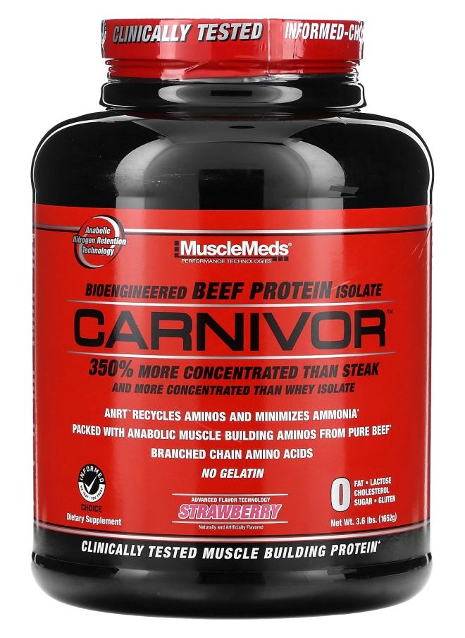 MUSCLEMEDS Carnivor Bioengineered Beef Protein Isolate Strawberry 3.6 lbs (1652 g) 