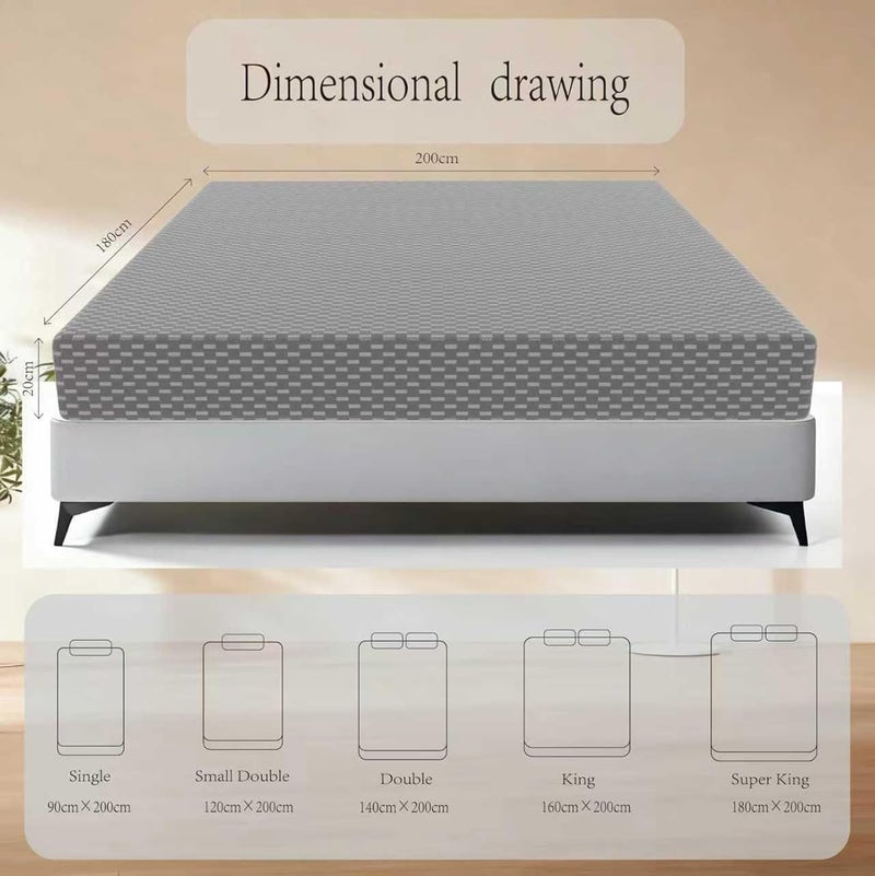 Full Mattress, Memory Foam Mattress 120x200cm, Medium Firm Support, with Removable Mattress Protector Cover (Grey, 120x200x20cm) - Image 5