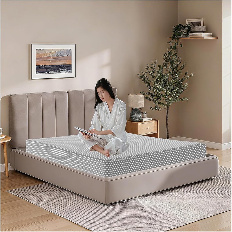 Full Mattress, Memory Foam Mattress 120x200cm, Medium Firm Support, with Removable Mattress Protector Cover (Grey, 120x200x20cm) - Image 1