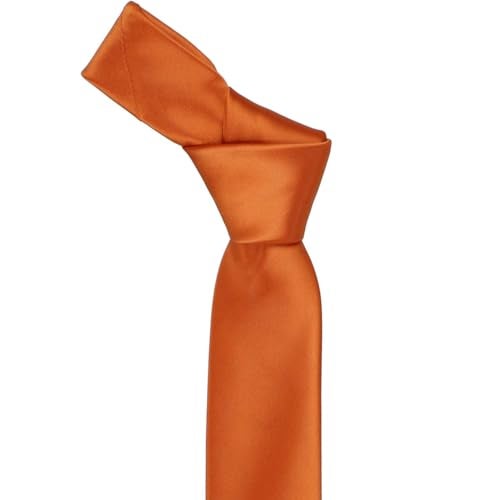 tiemart Premium Slim Necktie, 2.5" Width (Burnt Orange) - Image 2