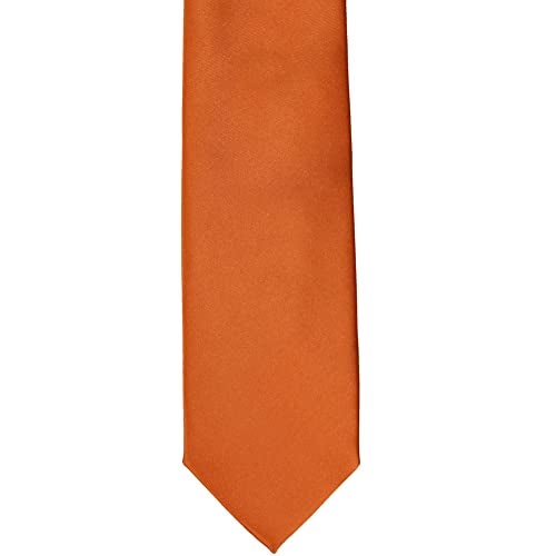 tiemart Premium Slim Necktie, 2.5" Width (Burnt Orange) - Image 3
