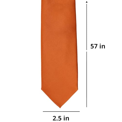tiemart Premium Slim Necktie, 2.5" Width (Burnt Orange) - Image 5