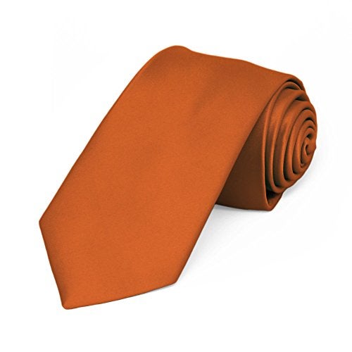 tiemart Premium Slim Necktie, 2.5" Width (Burnt Orange) - Image 1
