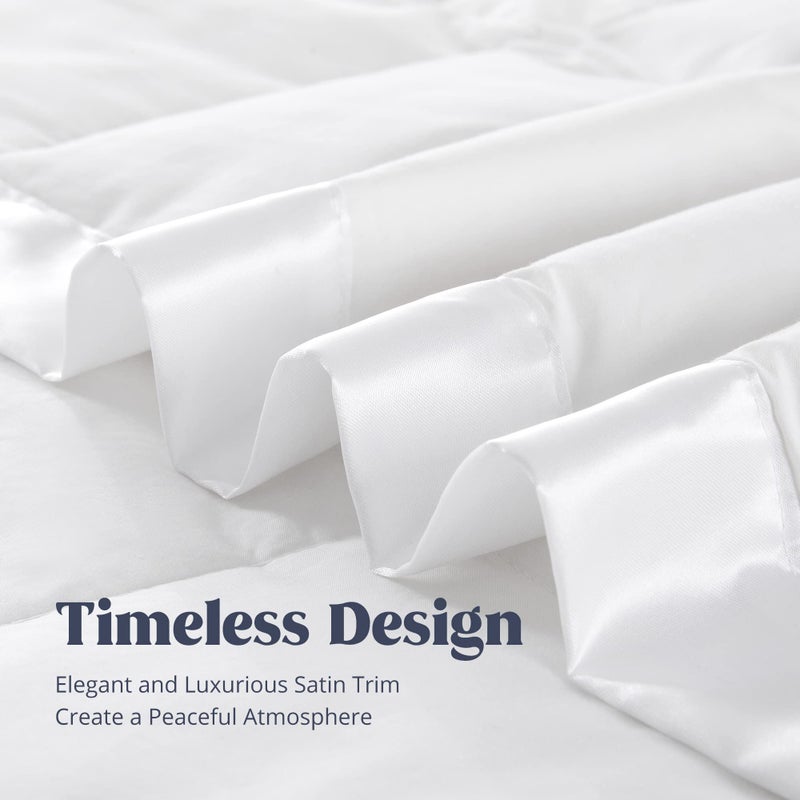 puredownÂ® Blankets King Size - Soft Lightweight Down Blanket for Bed, Cozy Warm Luxury Bed Blanket with Satin Trim, White (108"X90") - Image 4