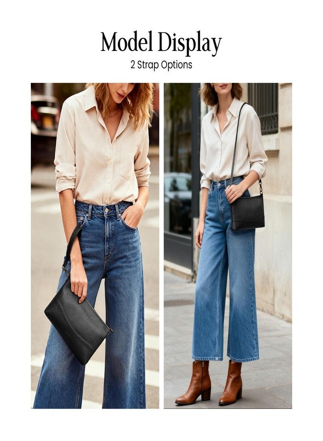 befen Genuine Leather Wristlet Wallets for Women Black Clutch Purse RFID Blocking Small Crossbody Bags Cell Phone Wallet Soft Leather Purse for Travel Women Shoulder Handbag with 2 Removable Straps - Image 3