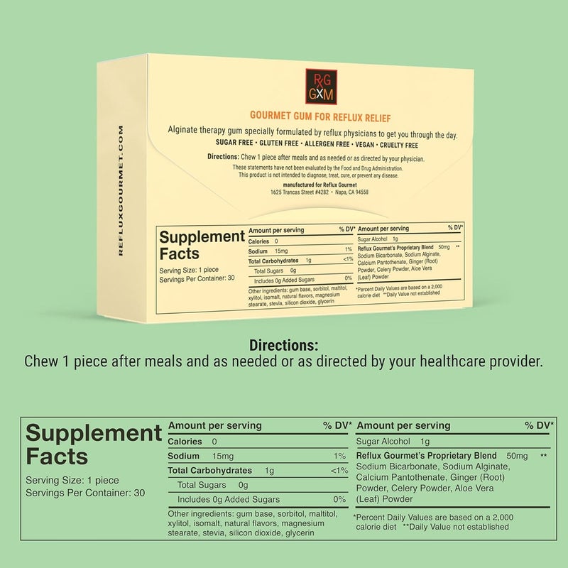 REFLUX GOURMET Tropical Soothe Gum Alginate Therapy Sodium Bicarbonate Gum for Acid Reflux Oral Cognitive and Digestive Support Natural with Ginger Celeriac Aloe Sugar Free Gluten Free Vegan - Image 2
