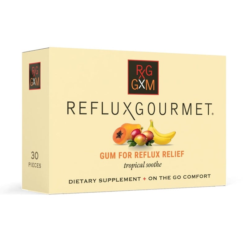 REFLUX GOURMET Tropical Soothe Gum Alginate Therapy Sodium Bicarbonate Gum for Acid Reflux Oral Cognitive and Digestive Support Natural with Ginger Celeriac Aloe Sugar Free Gluten Free Vegan - Image 1