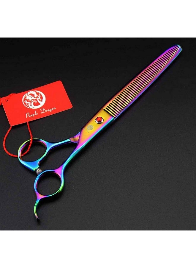 Purple Dragon 8.0" Titanium Multicolor Professional Pet Grooming Scissors Set,Straight & Thinning & Curved Scissors Shear with Bag for Dog Cat Grooming - Image 4