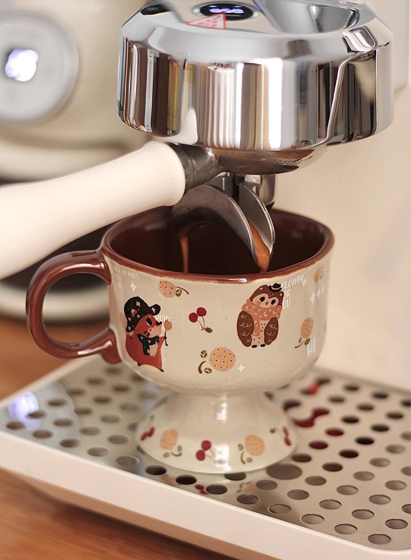 هايدو كوب قهوة بيركانيك عالي القدم بحجم 265 مل مع تصميم فن اللاتيه، كوب بأسلوب رجعي منتصف القرن، هدية مثالية للفتيات في الخريف/الشتاء. - Image 2