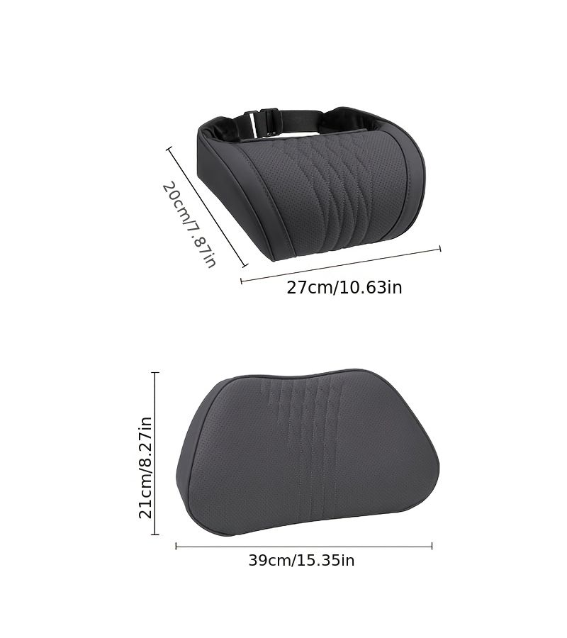Orange Luxury Car Neck Pillow Breathable Napa Leather Headrest Support - Image 3
