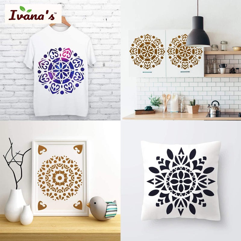 ivana's Ivana's Mandala Art Stencil for Art & Craft, Reusable DIY Decorative Stencil for Painting on Canvas, Fabric, Cloth, Paper, Glass, Furniture and Wall, Size - 12 x 12 inch, IVS-1055  - Image 4