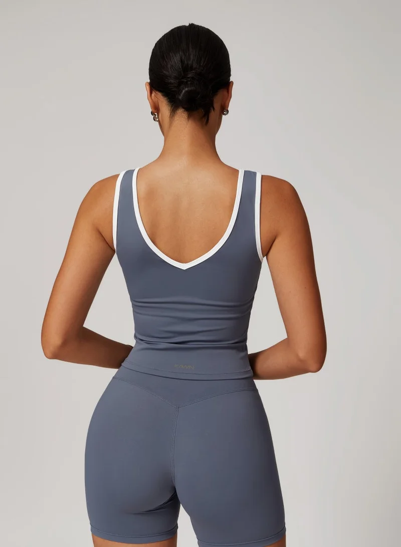 KAWN.YOGA Payne's Grey Womens V-Neck Sleeveless Shirt for Women | Best Price UAE
