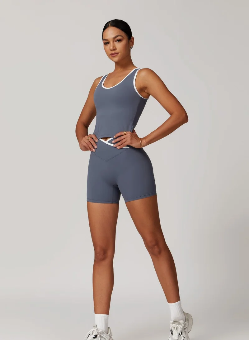 KAWN.YOGA Payne's Grey Womens V-Neck Sleeveless Shirt for Women | Best Price UAE