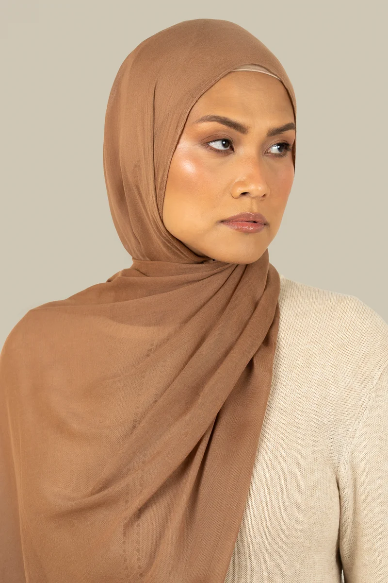 silqrose Earthy Peach Cotton Modal Hijab
