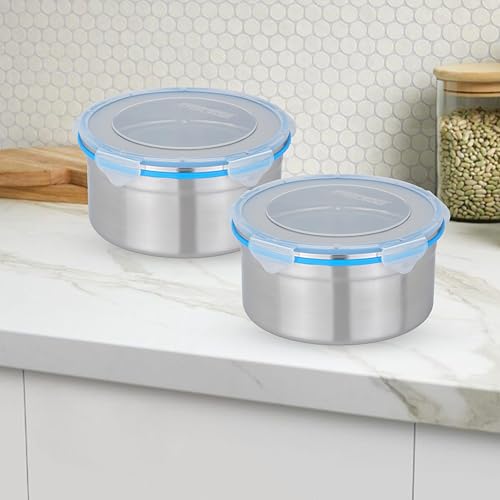 STEELLOCK Stainless Steel Airtight Container with Lid | Leakproof, BPA-Free, Durable Kitchen Storage | Multipurpose Food Storage Containers for Kitchen | SL-1502-set of 2, 1950ml each, Blue - Image 2