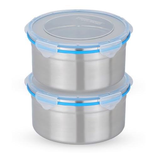 STEELLOCK Stainless Steel Airtight Container with Lid | Leakproof, BPA-Free, Durable Kitchen Storage | Multipurpose Food Storage Containers for Kitchen | SL-1502-set of 2, 1950ml each, Blue - Image 1