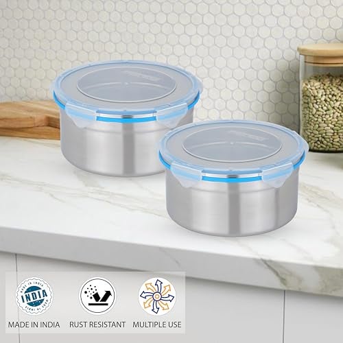 STEELLOCK Stainless Steel Airtight Container with Lid | Leakproof, BPA-Free, Durable Kitchen Storage | Multipurpose Food Storage Containers for Kitchen | SL-1502-set of 2, 1950ml each, Blue - Image 4
