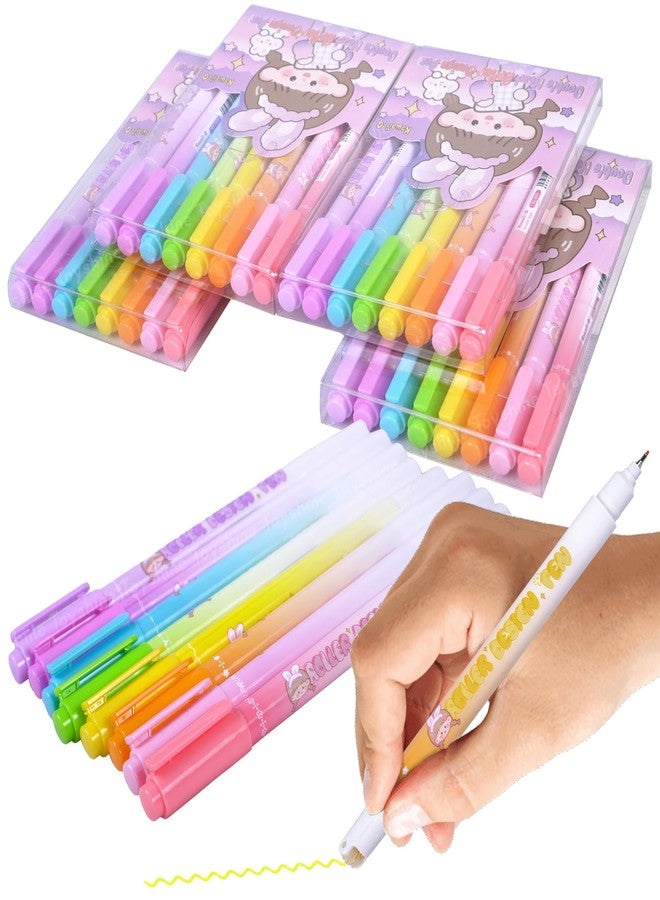 Toyshine Pack of 4 Sets Dual Tip Pens Inbuilt with Curve Shapes Highlighter for Outline Marking Scrapbook Art and Craft Kids Fun Activity Sketching Painting Supplies Supplies - Multicolor - Image 1